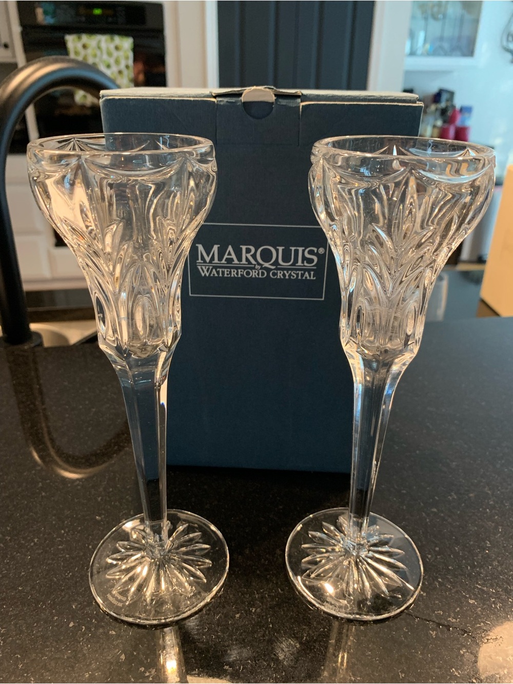 Marquis Waterford Crystal Clear Cut candlestick holders- Elegant Clear Crystal